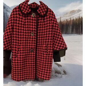 Vintage Betty Rose Coat lined Houndstooth Single Breasted 44" chest‎ M/L